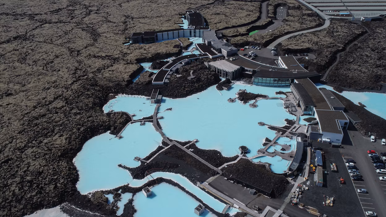 Geothermal plant and Blue Lagoon in Iceland.