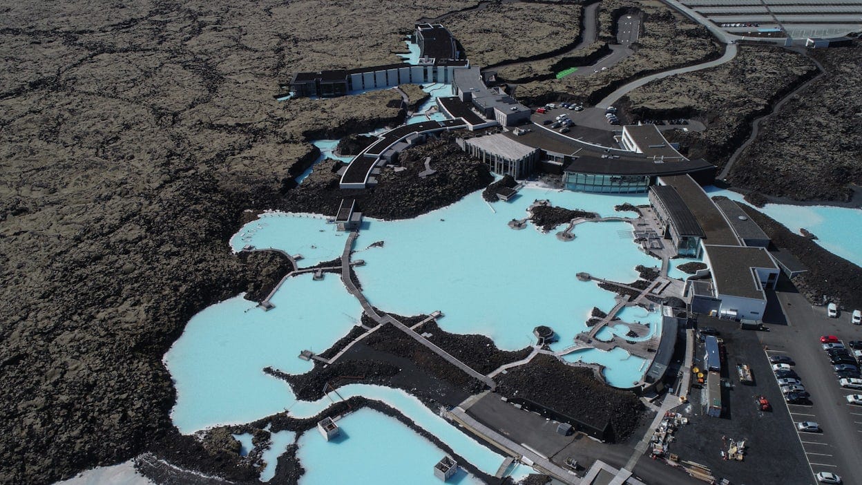 Geothermal plant and Blue Lagoon in Iceland.