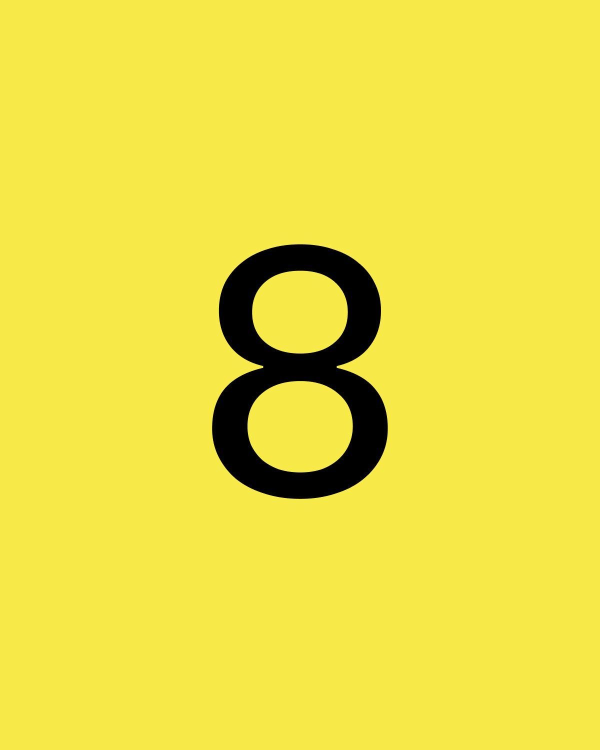 Black 8 on yellow background