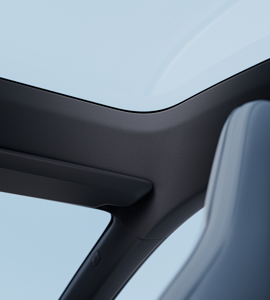 Close-up from high-tech textile headliner in the Polestar 4