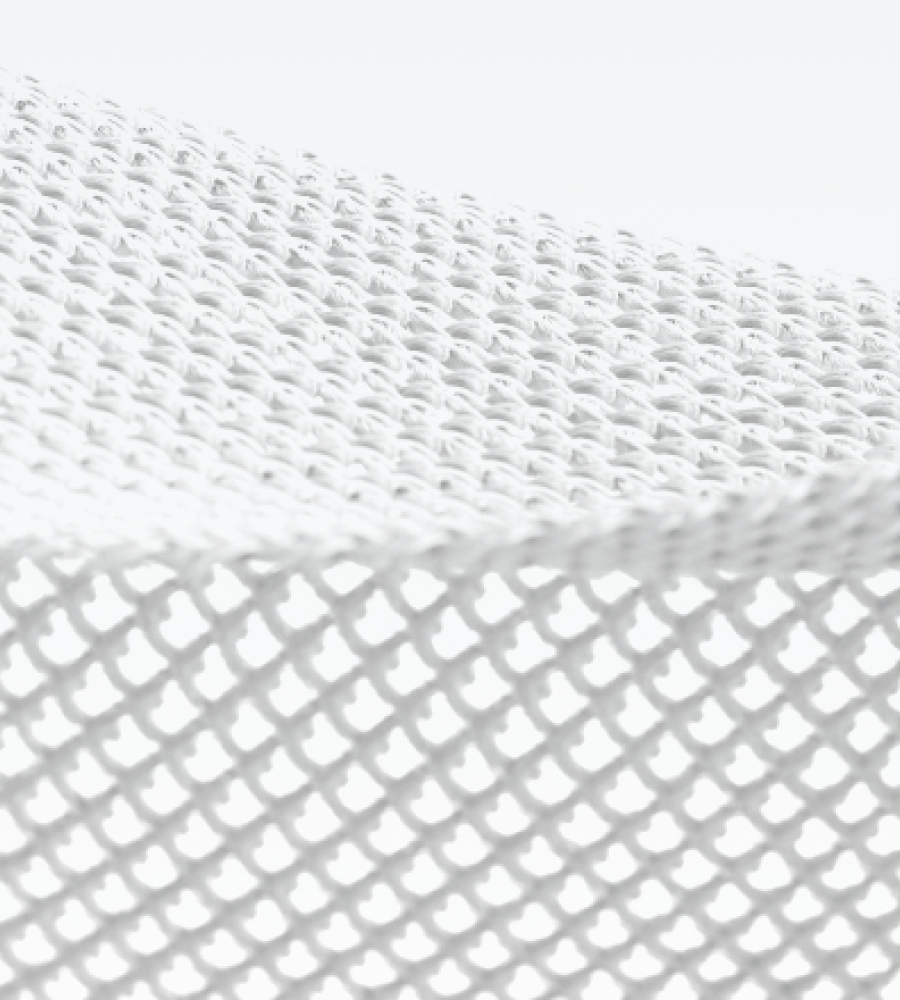 Up-close image of white yarn.