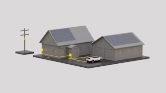 Animation of Polestar 3 discharging energy to the grid.