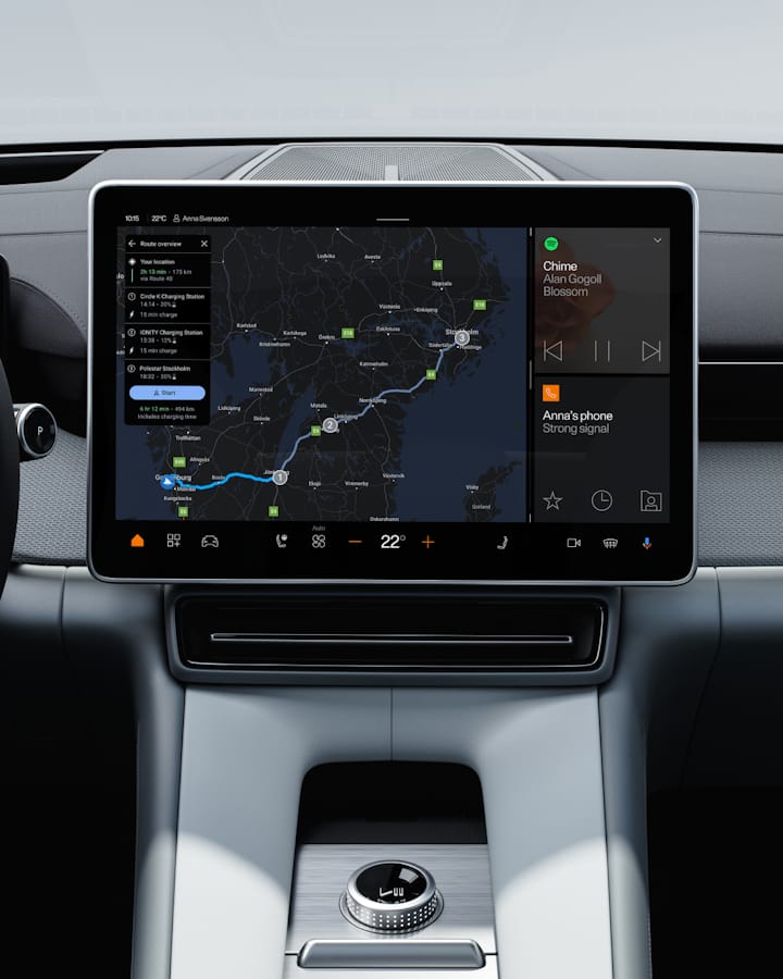 Integrated version of Google Maps in Polestar 4 on center display