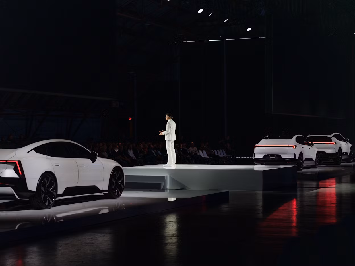 Thomas Ingenlath presenting at Polestar Day in LA.