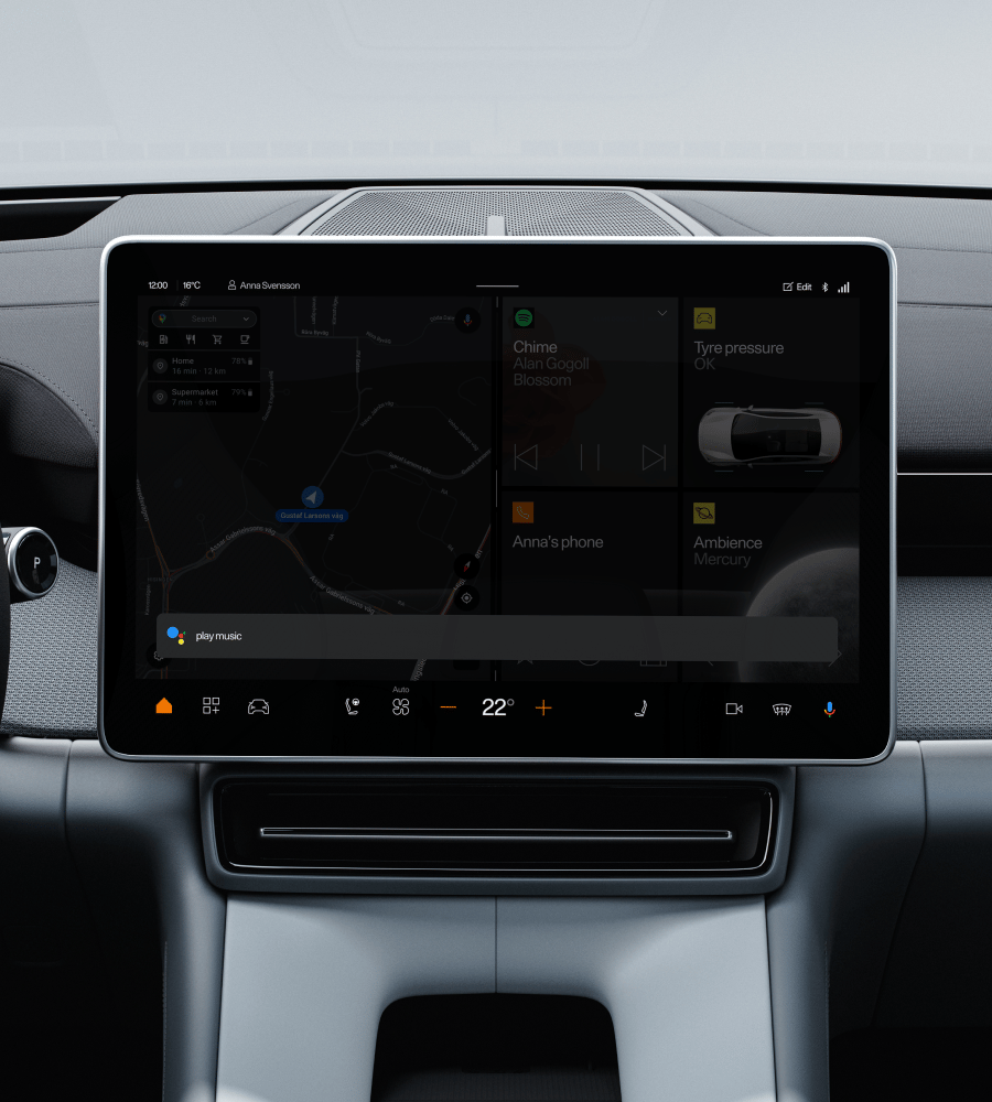 Centre Display in Polestar 4 with Google Assistant