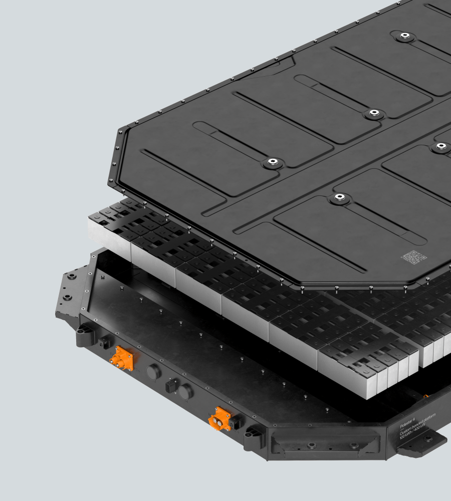 Black battery with protection of steel and aluminium on white background