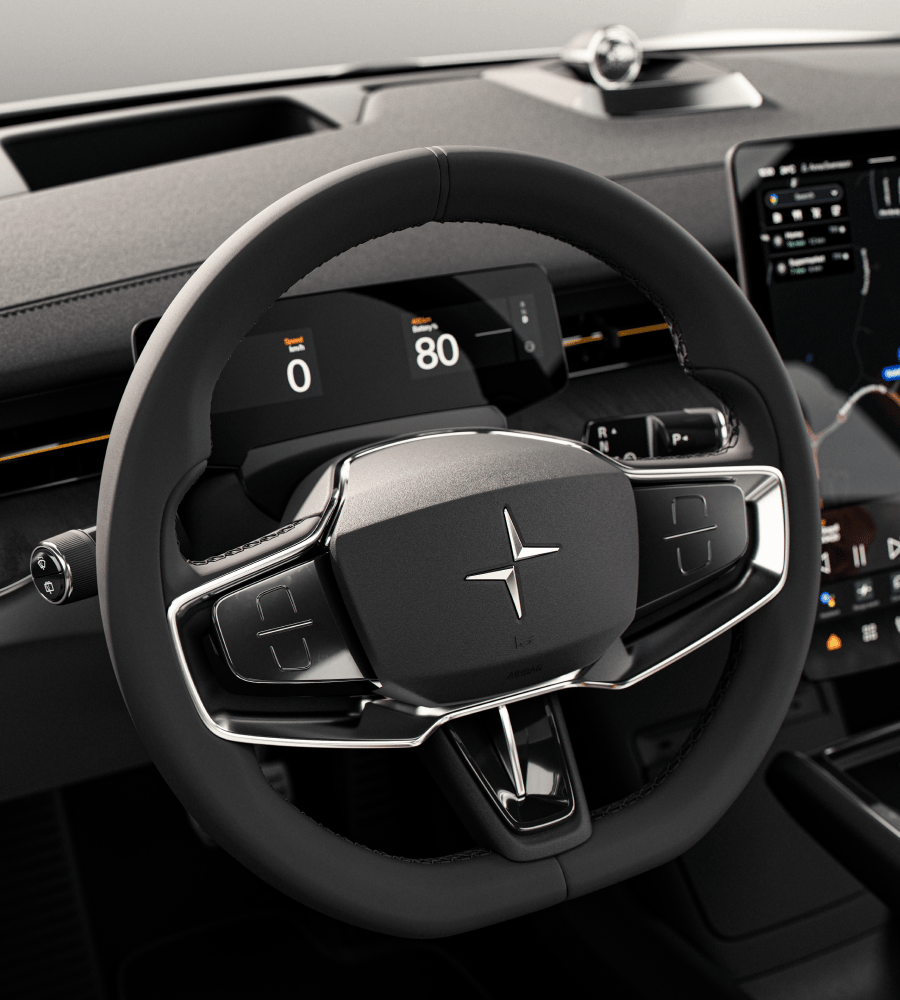 Steering wheel with touch-sensitive. contextual buttons.