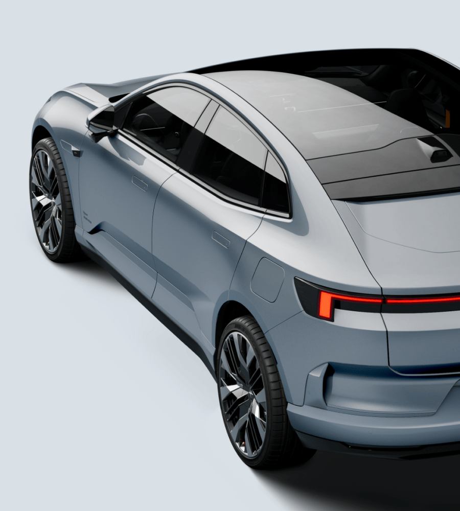 Exterior of the Polestar 4 with colour-matched cladding
