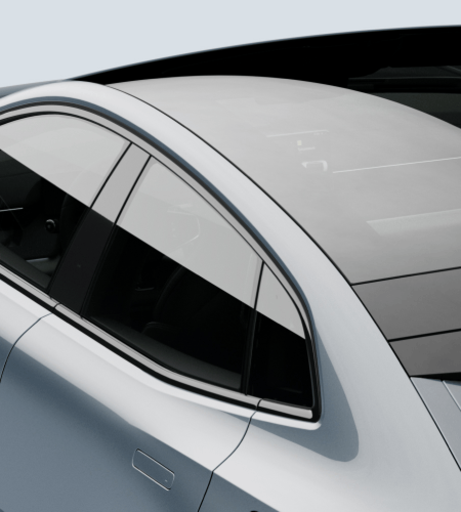 Close-up of the rear windows with privacy glass
