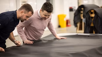 Inspecting the Nappa leather for Polestar 3.