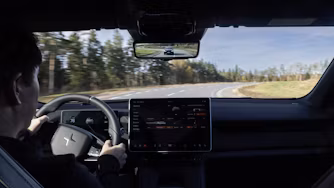 View from the front seat of the Polestar 4