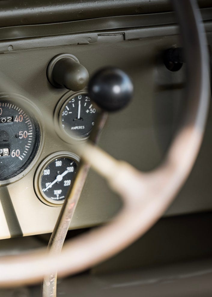 Dashboard of old 1940s jeep