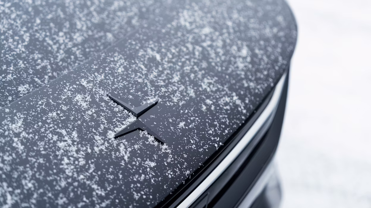 Polestar logo with snow flakes