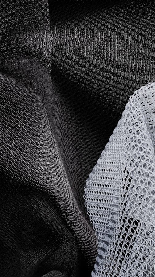 Black and grey fabric up close