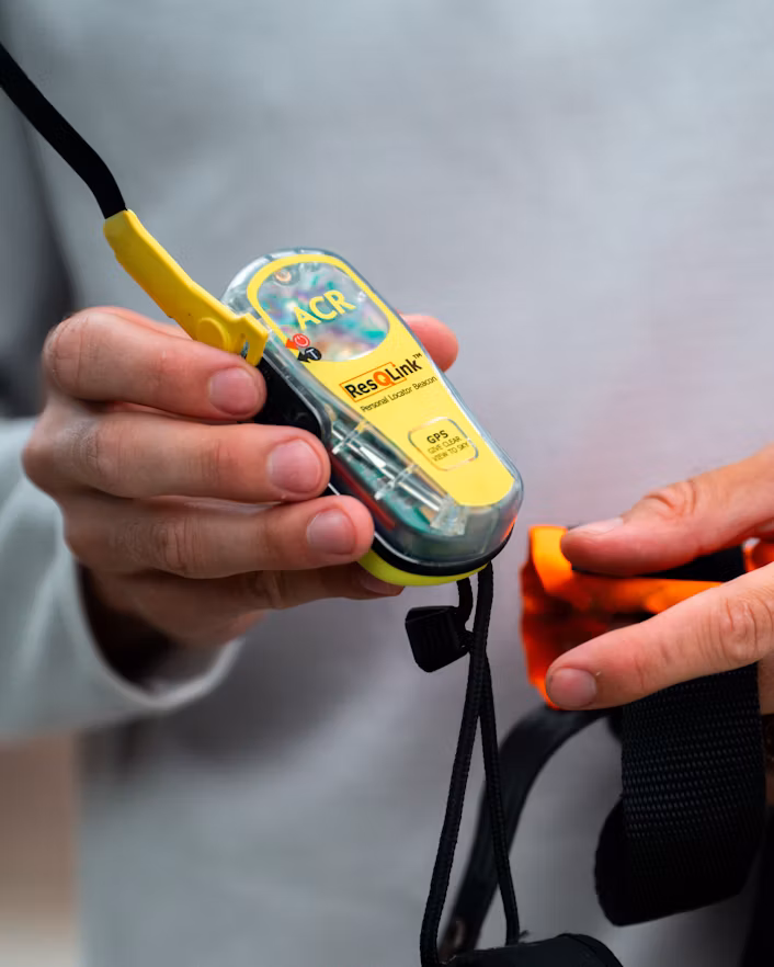 Close-up of a personal beacon locator