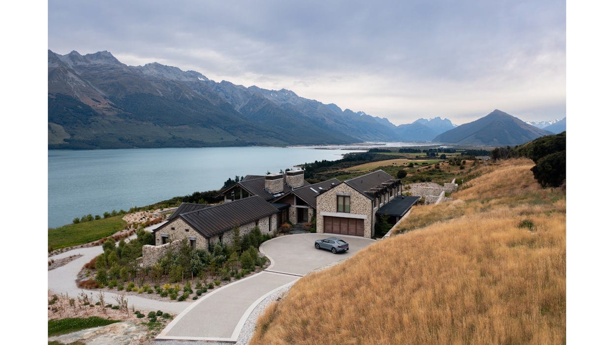 Aerial view of an estate in South Island, New Zealand