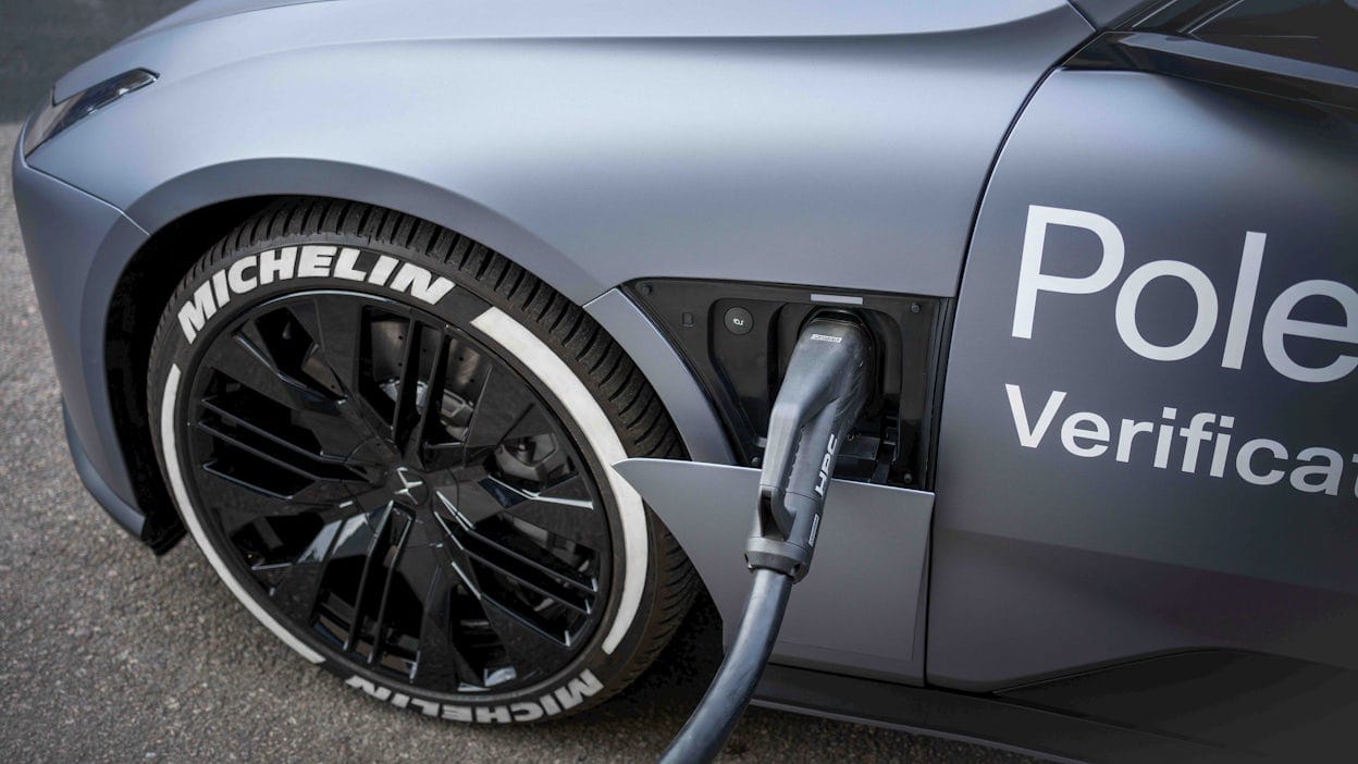 Charging cable plugged into Polestar 5