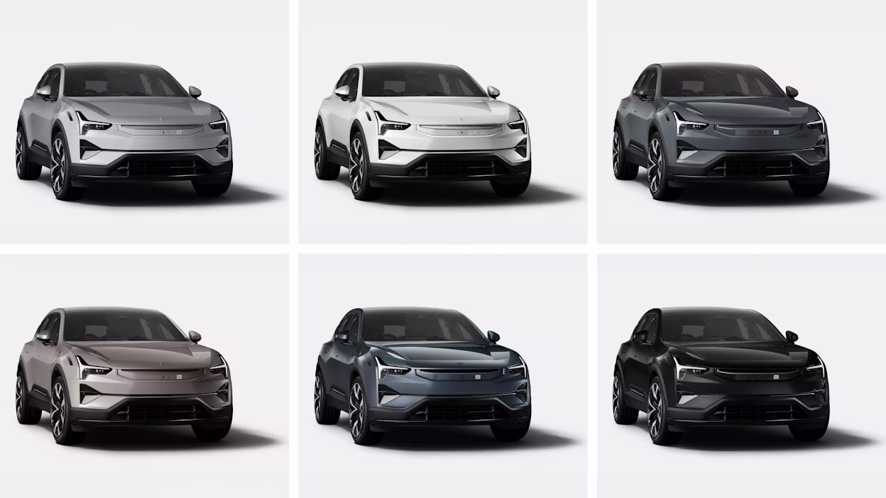 Six Polestar 3's in different colours.