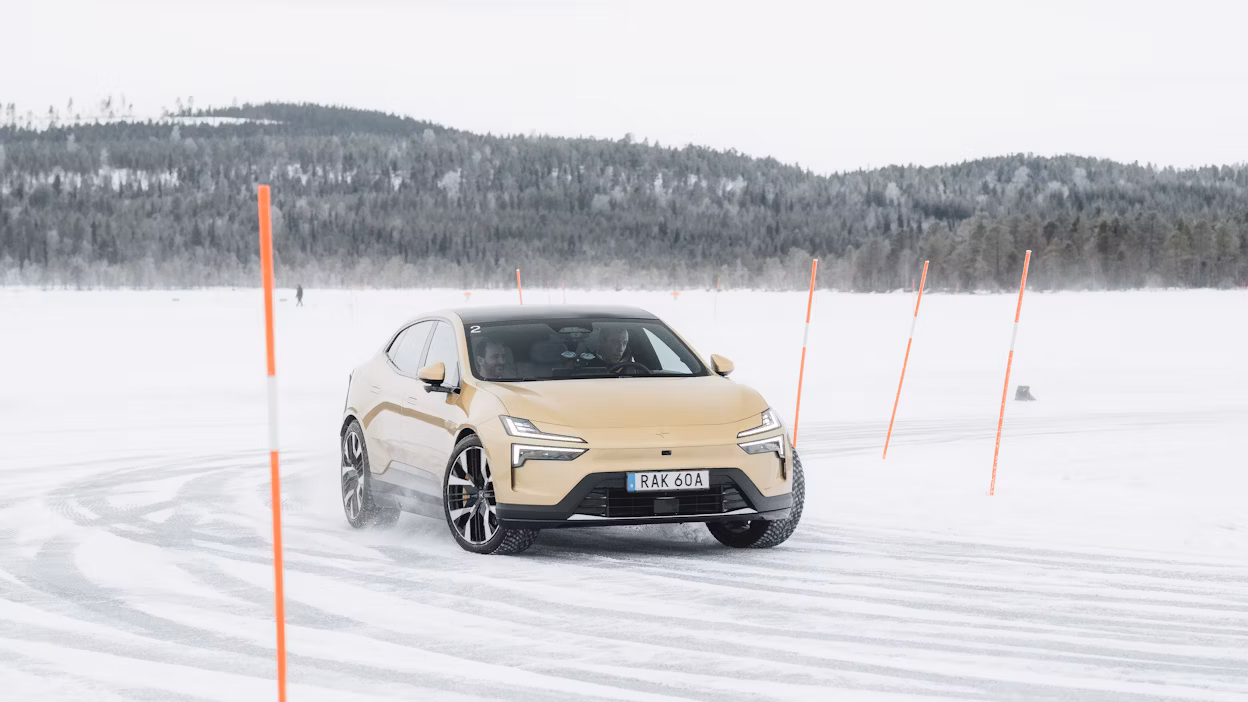 Car races over ice track