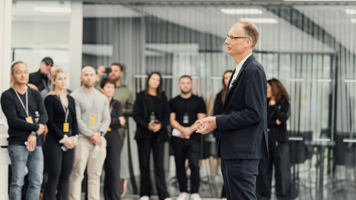Polestar CEO talking in front of people