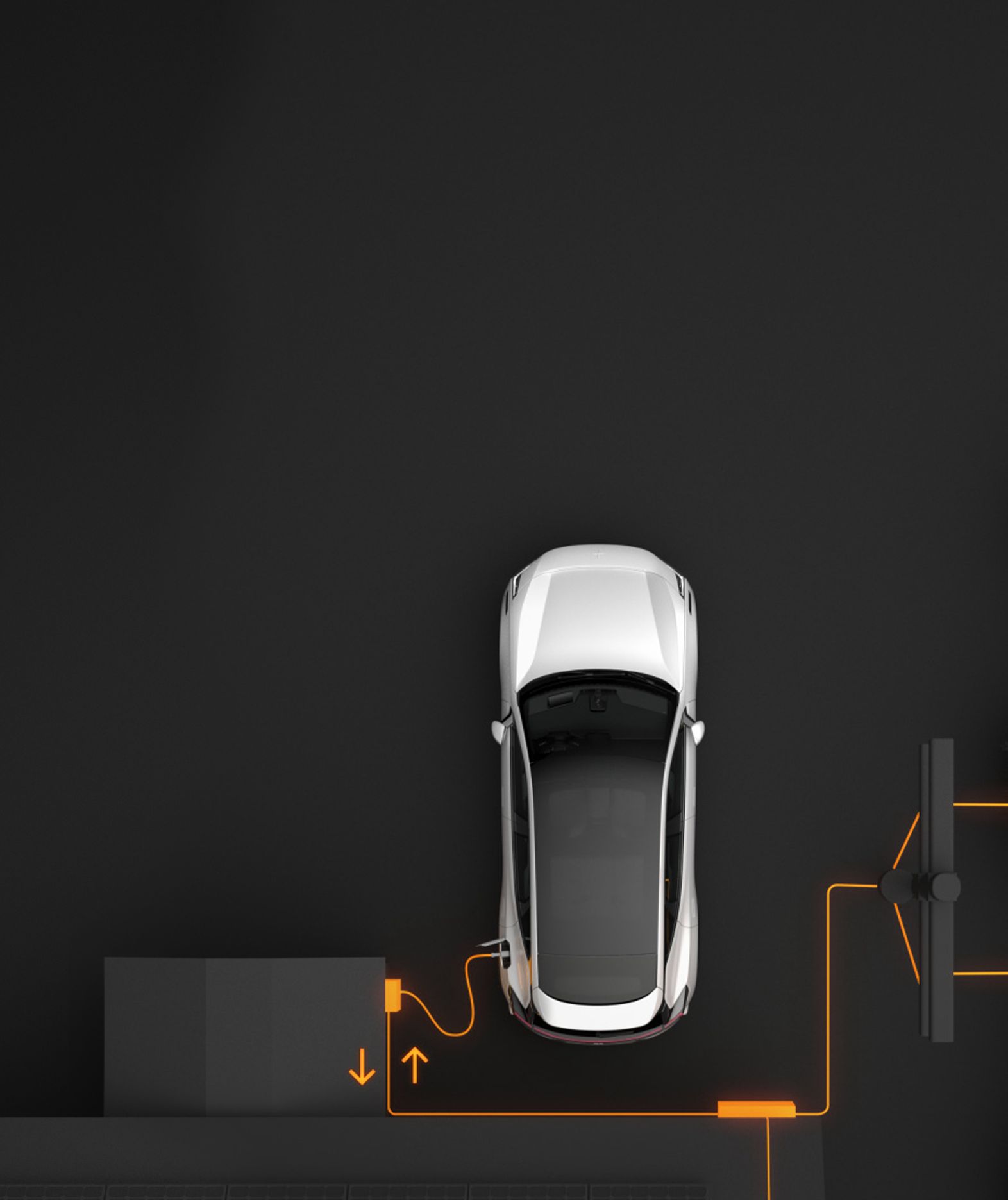 Polestar 3 seen from above showing bi-directional charging set-up