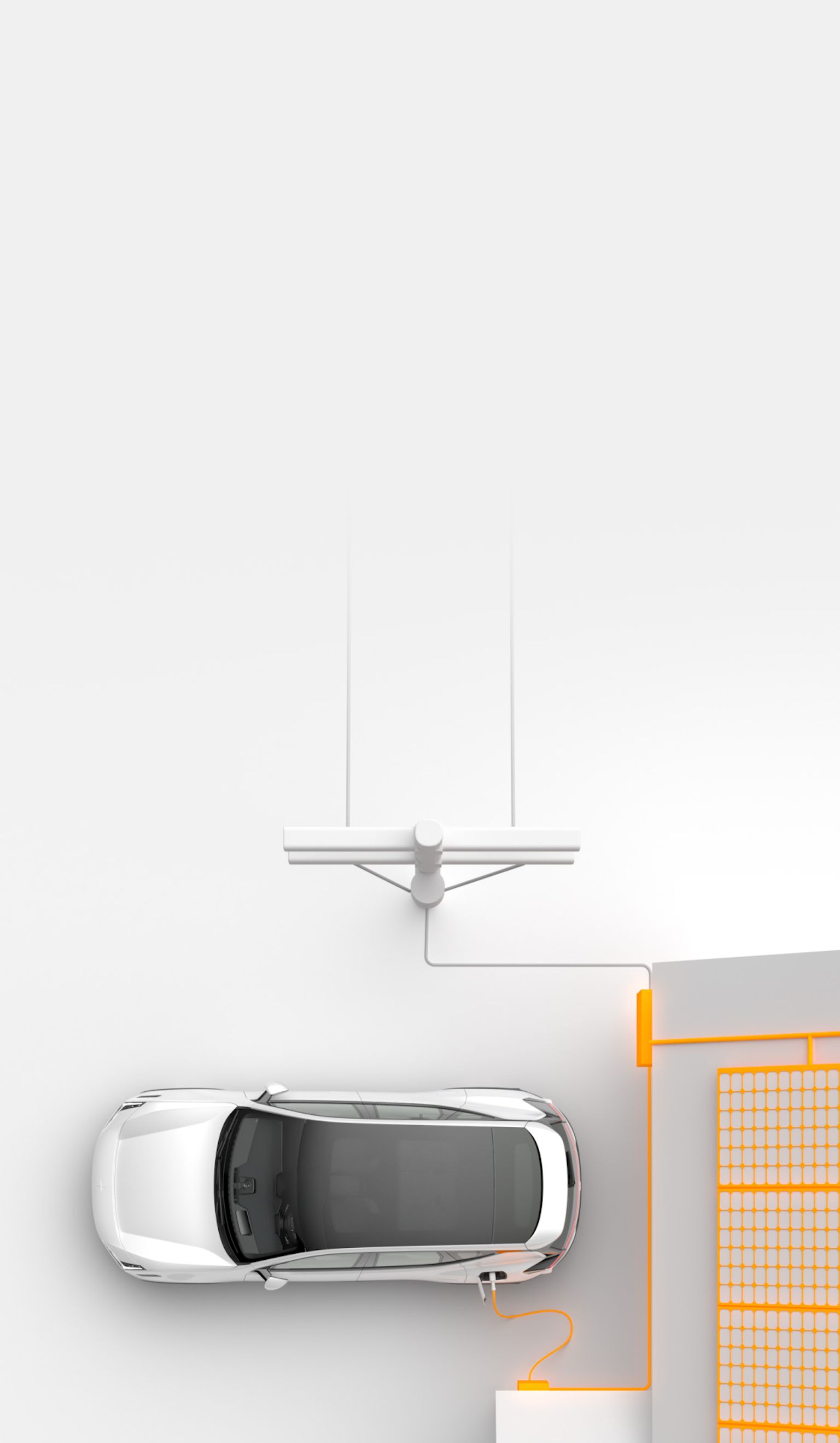 Polestar car charged with green energy solar panels.
