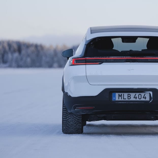 White Polesar 3, from the rear in a winter landscape