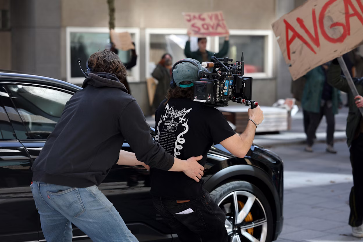 Polestar 3 being driven on film set