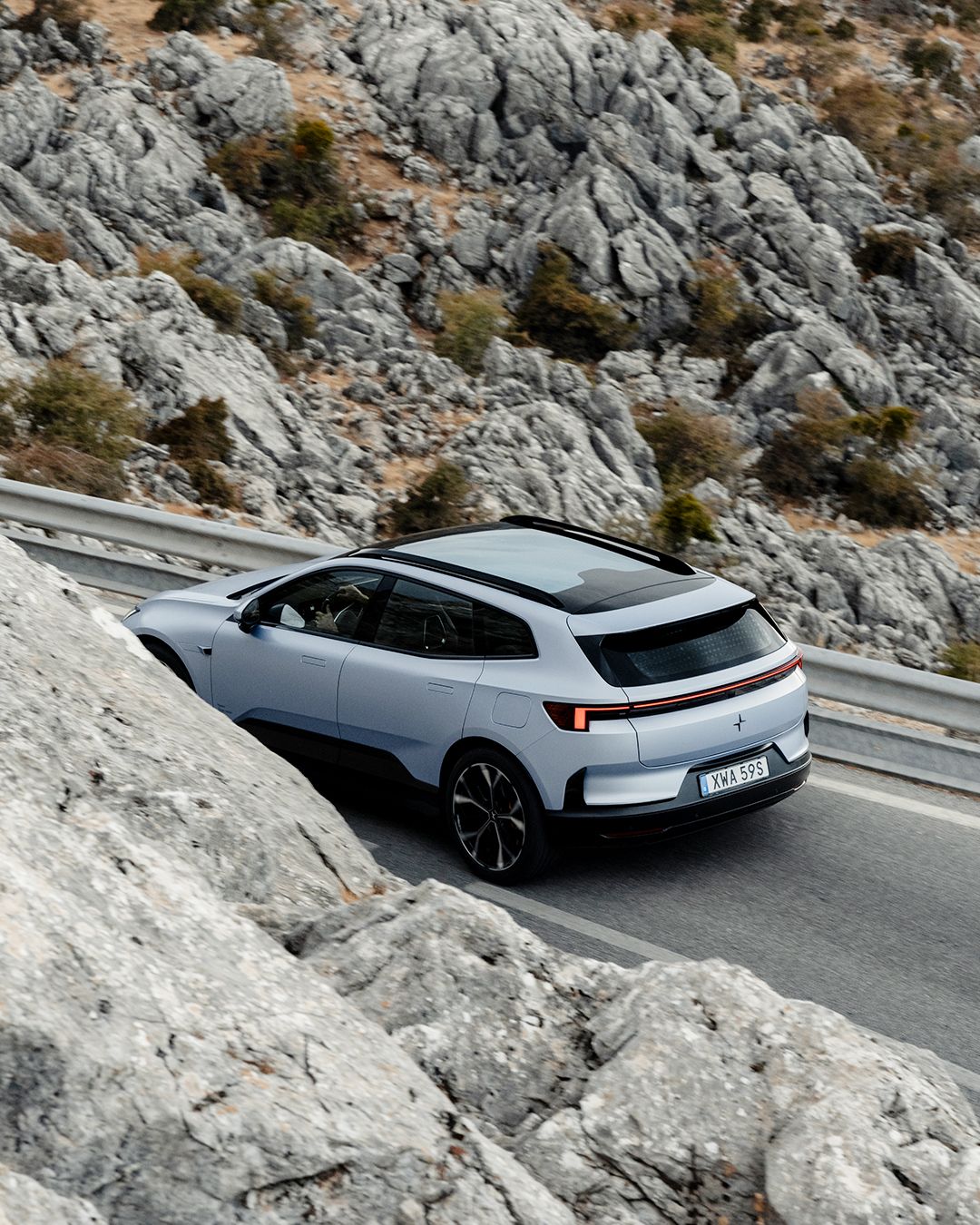 Polestar 4 SUV on mountain road