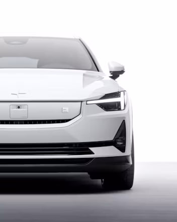 Front view of white Polestar 2