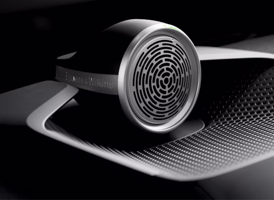 Bowers & Wilkins speaker on dashboard in car