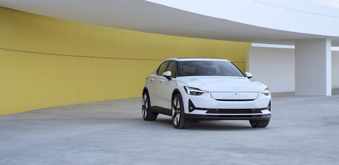 Polestar 4 front view, slightly angled to the side