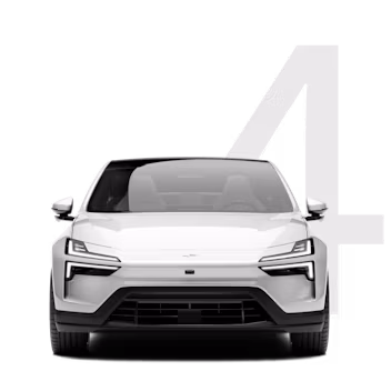 A white Polestar 4 from the front.