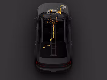 Animated Polestar 2 illustrating the functionality of the heat pump