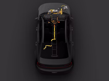 Animated Polestar 2 illustrating the functionality of the heat pump