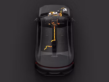 Animated illustration demonstrating the functionality of Polestar 4's energy-efficient heat pump