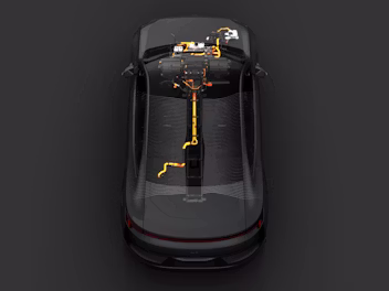 Animated illustration demonstrating the functionality of Polestar 4's energy-efficient heat pump