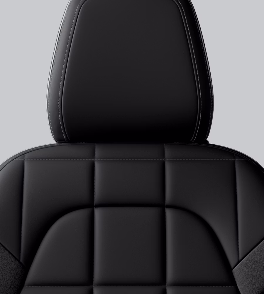 Polestar 2 seat with Bio-attributed MicroTech in Charcoal.