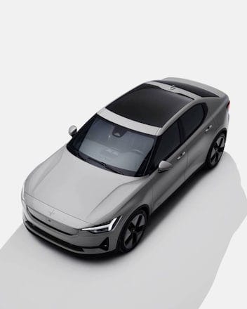 Polestar 2 in Vapour on white background.