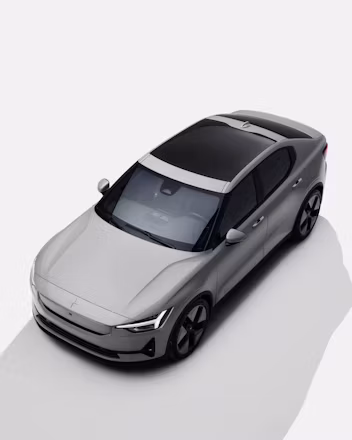Polestar 2 in Vapour on white background.