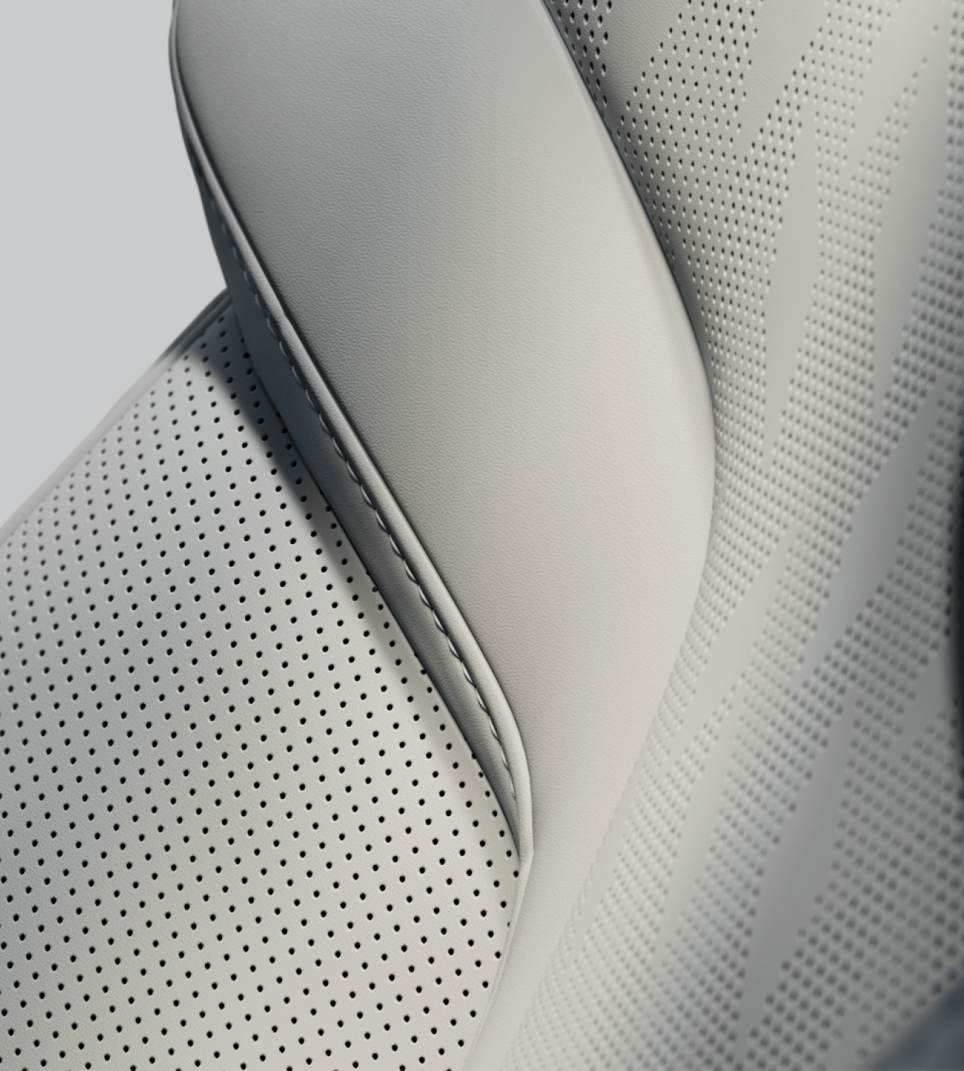 Close up of the white ventilated upholstery for Polestar 3.