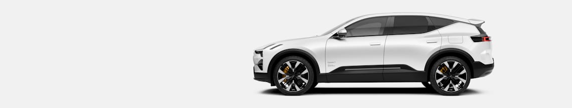 Polestar car in side view on white background.