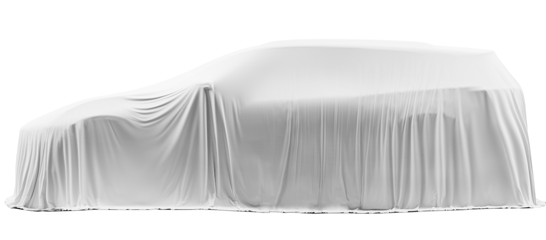 Polestar 4 variant under white cover cloth, side view
