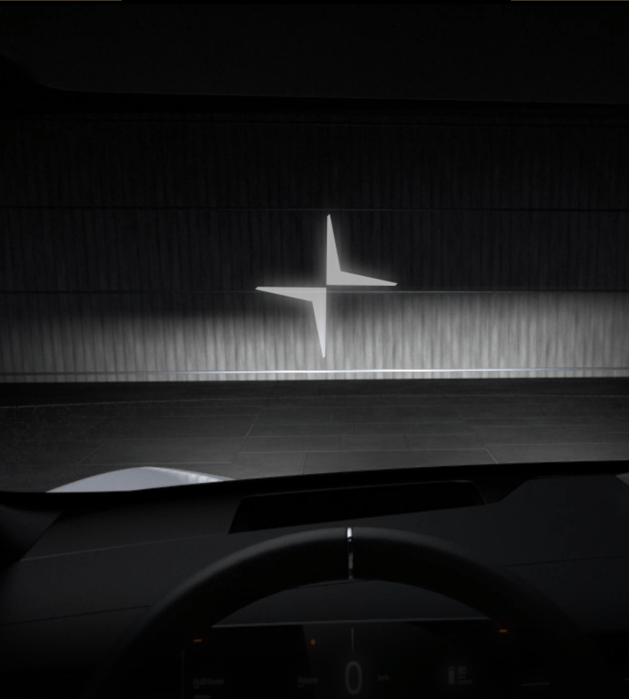 Polestar 3’s front and rear light bar fading in and out with lighting.