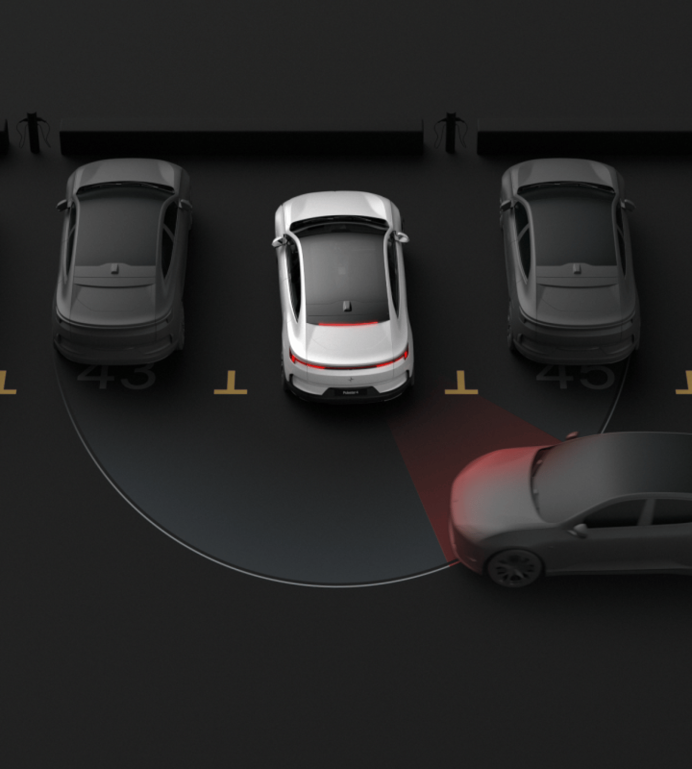 Polestar 4 coupé stops using cross traffic alert with brake support