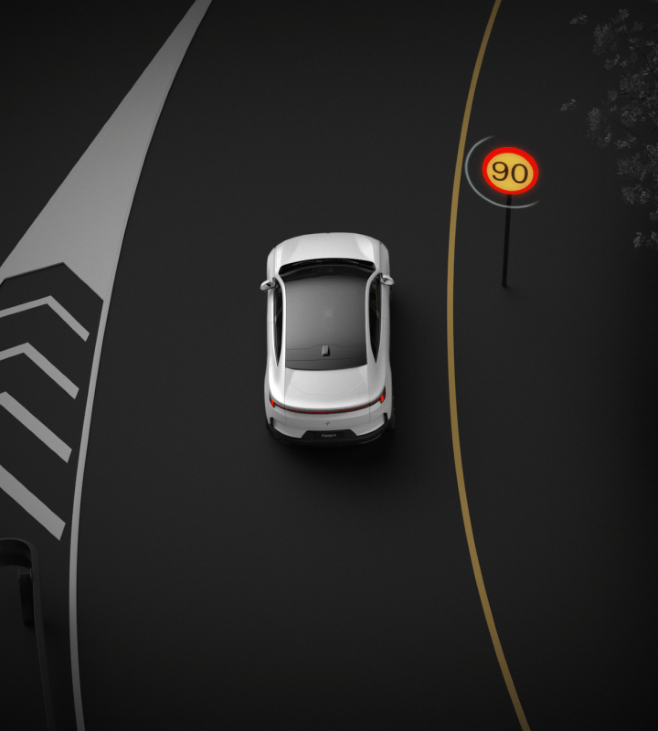 Intelligent Speed Assist displays the speed limit in Polestar 4 coupé