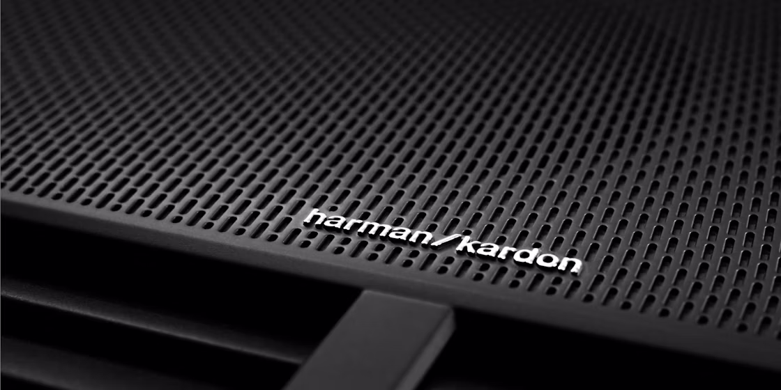 Harman Kardon speaker grille with logo
