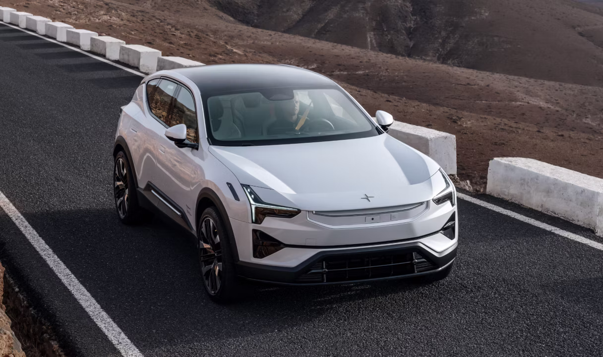 Polestar 3 driving on a mountain road