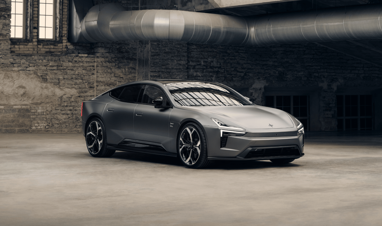Polestar 5 in an industrial warehouse