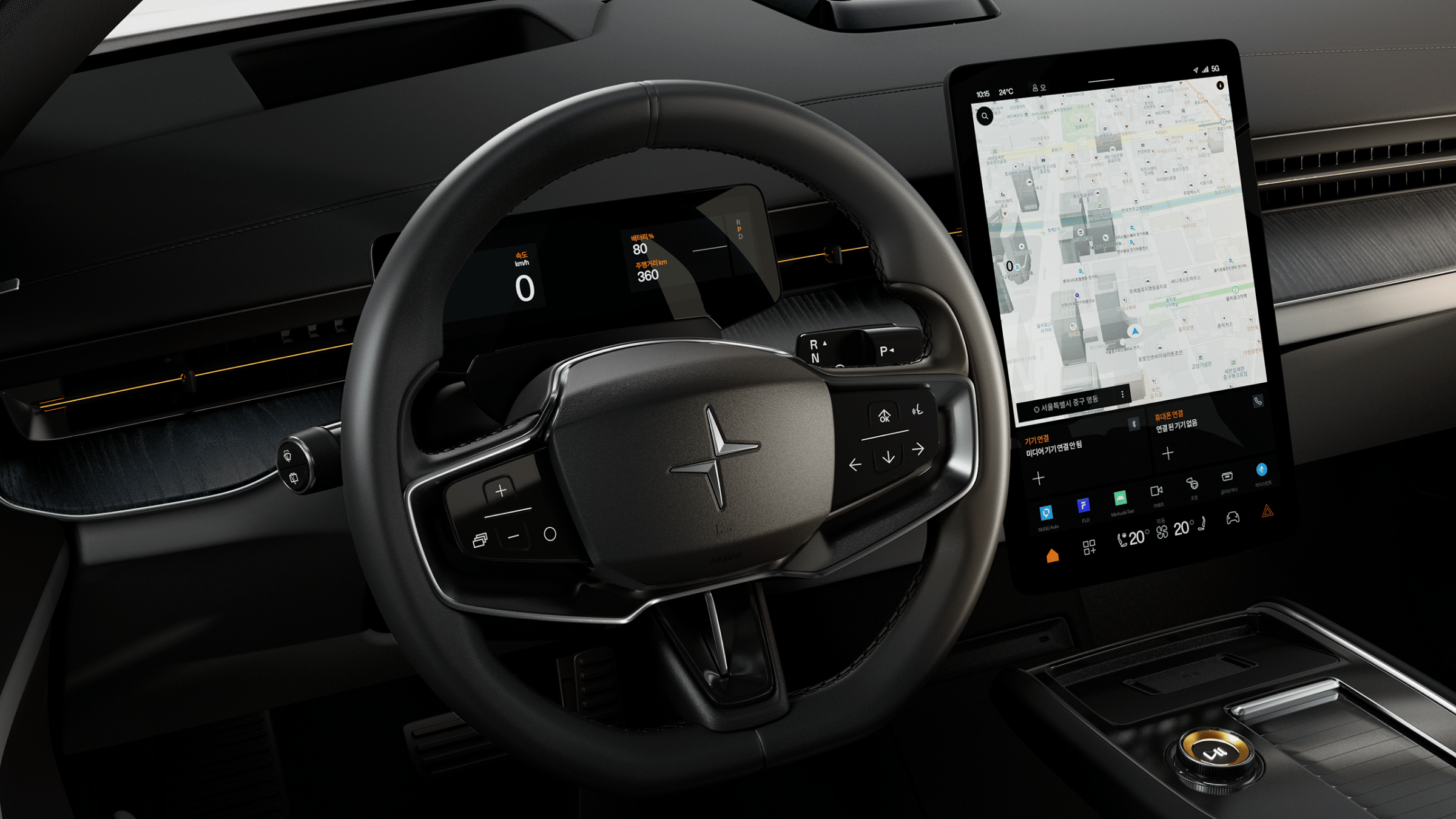 Polestar 3’s steering wheel, dashboard, and centre display